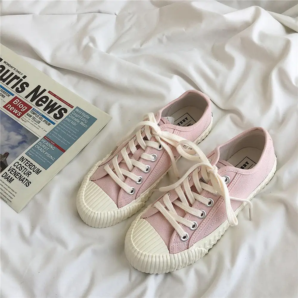 Женские парусиновые туфли на шнуровке Повседневные базовые из флока резиновой