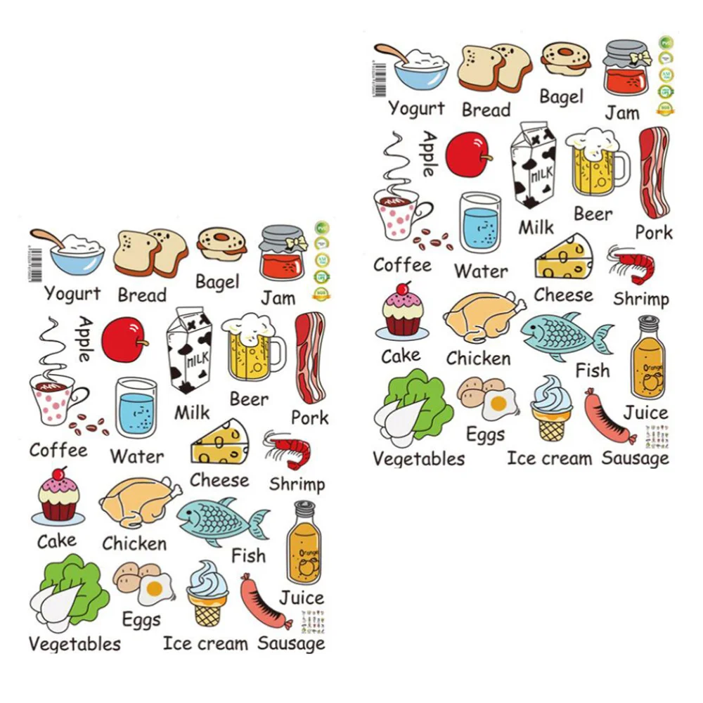 

2pcs Kitchen Fridge Wall Stickers Vegetables Decals Decors Meat Food Stickers