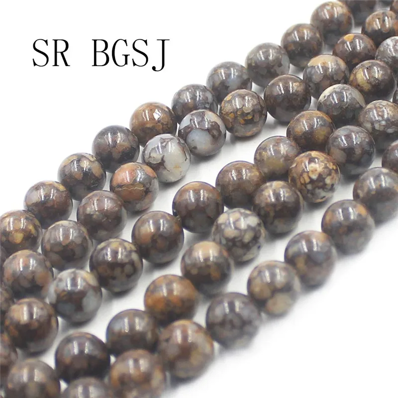 

Free Shipping SR 6mm 8mm 10mm Round Fire Boulder Opal Loose Gemstone Stone Jewelry Making DIY Beads Strand 15"