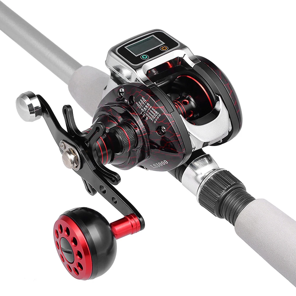 Electronic Fishing Line Counter Reel 14+1 BB Ball Bearing Bait Casting Baitcasting Wheel GT 6.3:1 One-way Clutch Fishing Coils