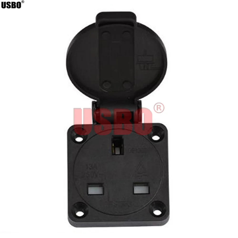 Черная синяя круглая крышка британская наружная розетка IP54 13A 250V UK электрическая