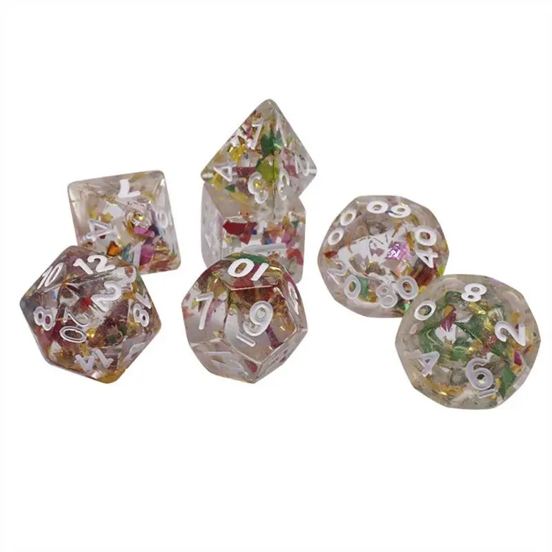 

7pcs Transparent Multicolored Polyhedral Dice Set TRPG DND Table Game Dice