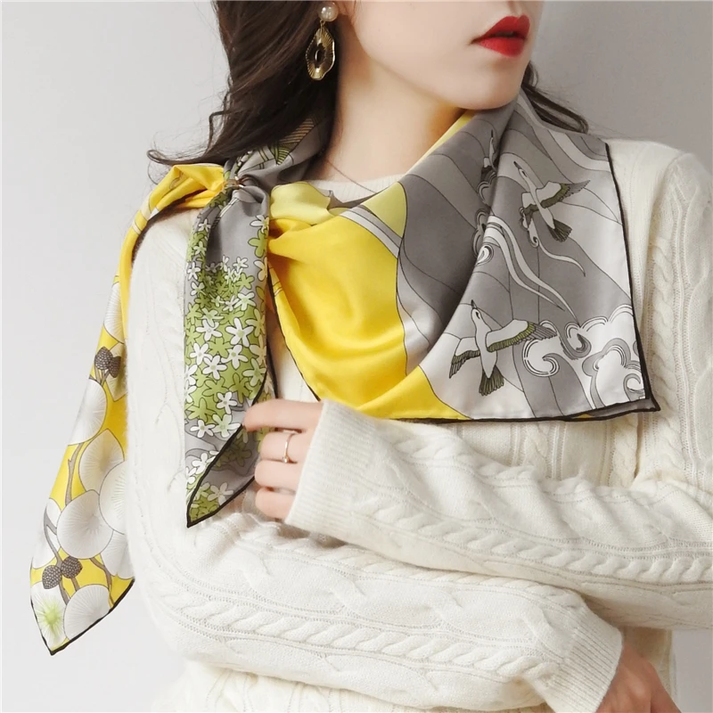 Шарф шаль из 100% шелка с принтом 35 дюймов| |