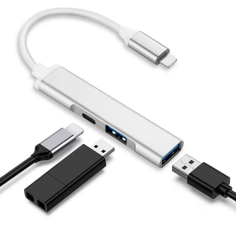 USB 3.0 HUB Port USB3.0 Splitter 3 Ports OTG Adapter For IPhone 8 Pin Lightning For IPhone Samsung Xiaomi Huawei Type-C