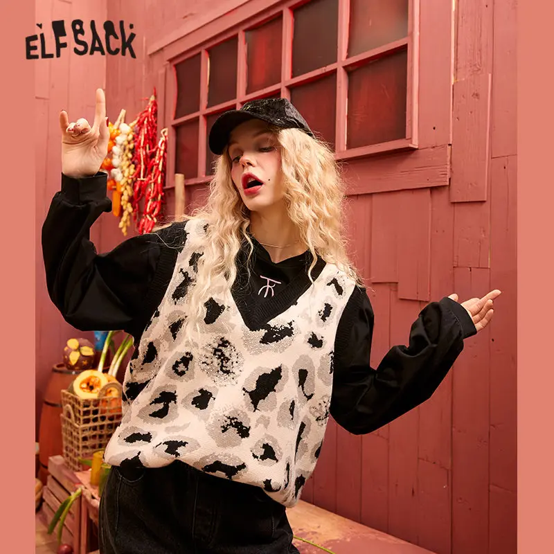 Женский винтажный свитер ELFSACK хлопковый Повседневный Трикотажный жилет без