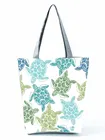 С короткими рукавами бирюзового цвета печатных сумки из натуральной кожи для женщин большой Ёмкость для повторного использования хозяйственная сумка для отдыха на открытом воздухе Дорожная сумка пляжная сумка может пользовательского образца