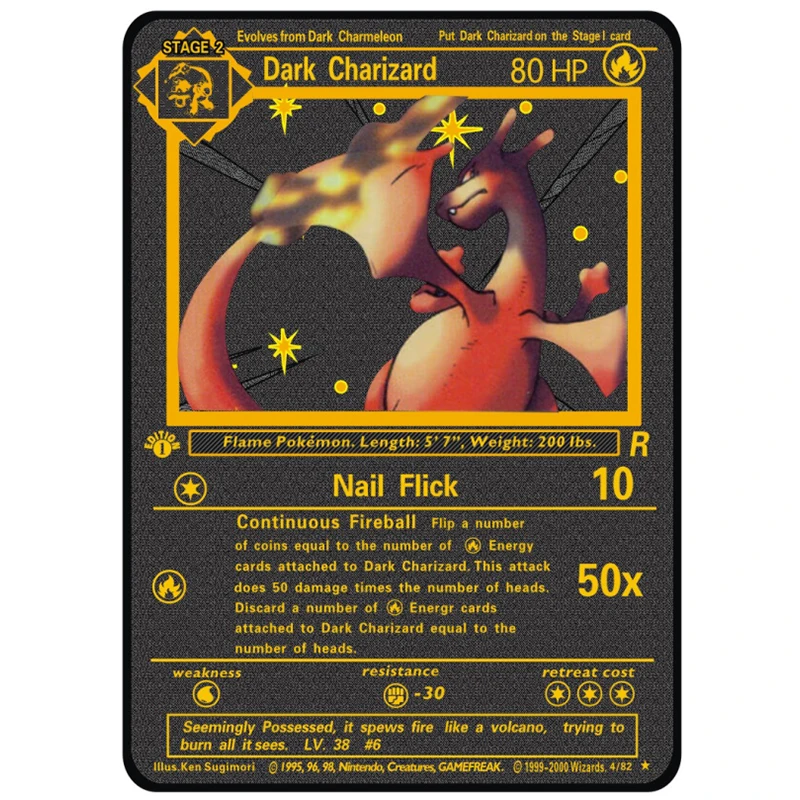 Personaje de Anime de cartas de Metal de Pok&eacute;mon, coleccionable, juego de Pokemon, Bikachu-2