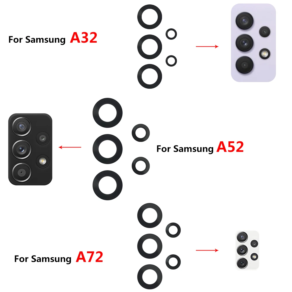 

Original New Rear Camera Glass Lens With Glue Adhesive Sticker For Samsung A32 A52 A72 A82 S21 Plus S21 Ultra Camera Glass Lens