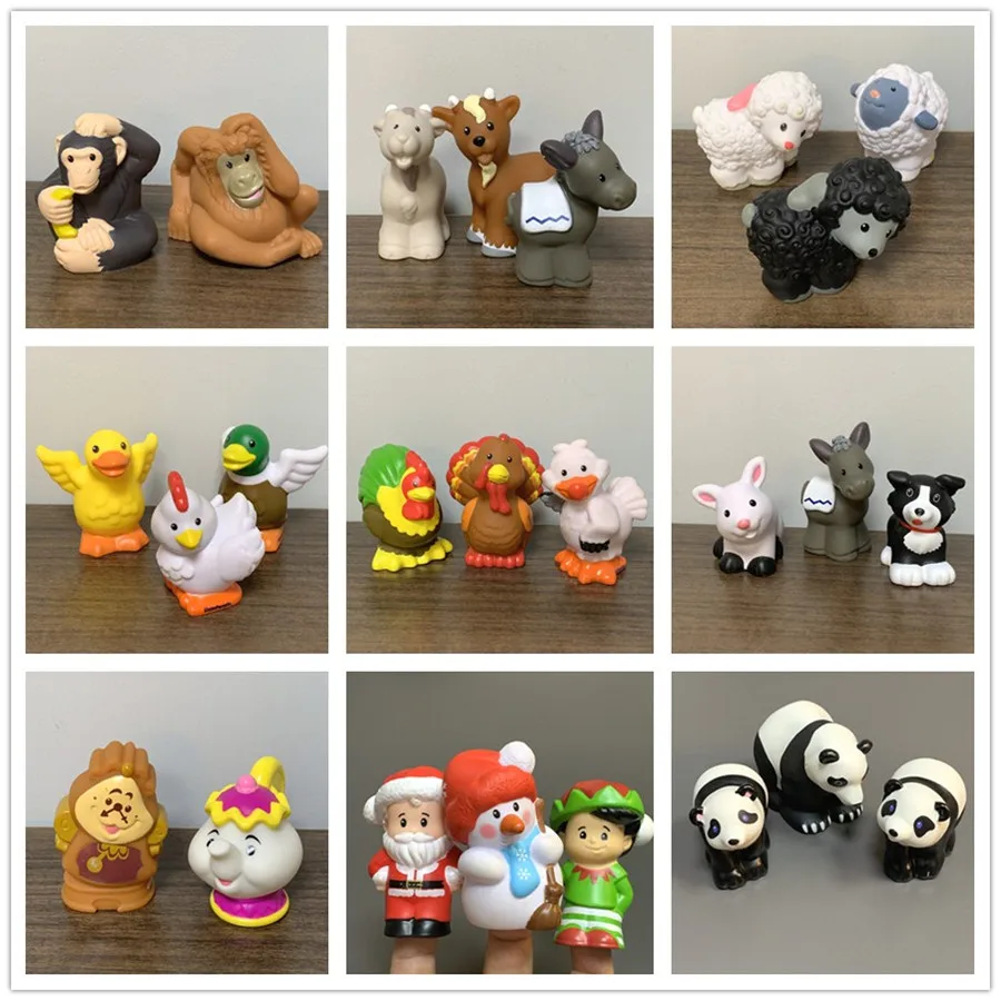 Fisher Little 2 &quotмини-человек утка Цыпленок овечка коза осел кролик панда дельфин