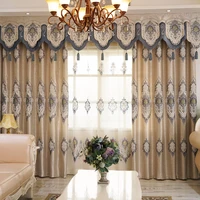 grey thick shading jacquard embroidery cloth new style european cording embroidery curtains for living dining room bedroom