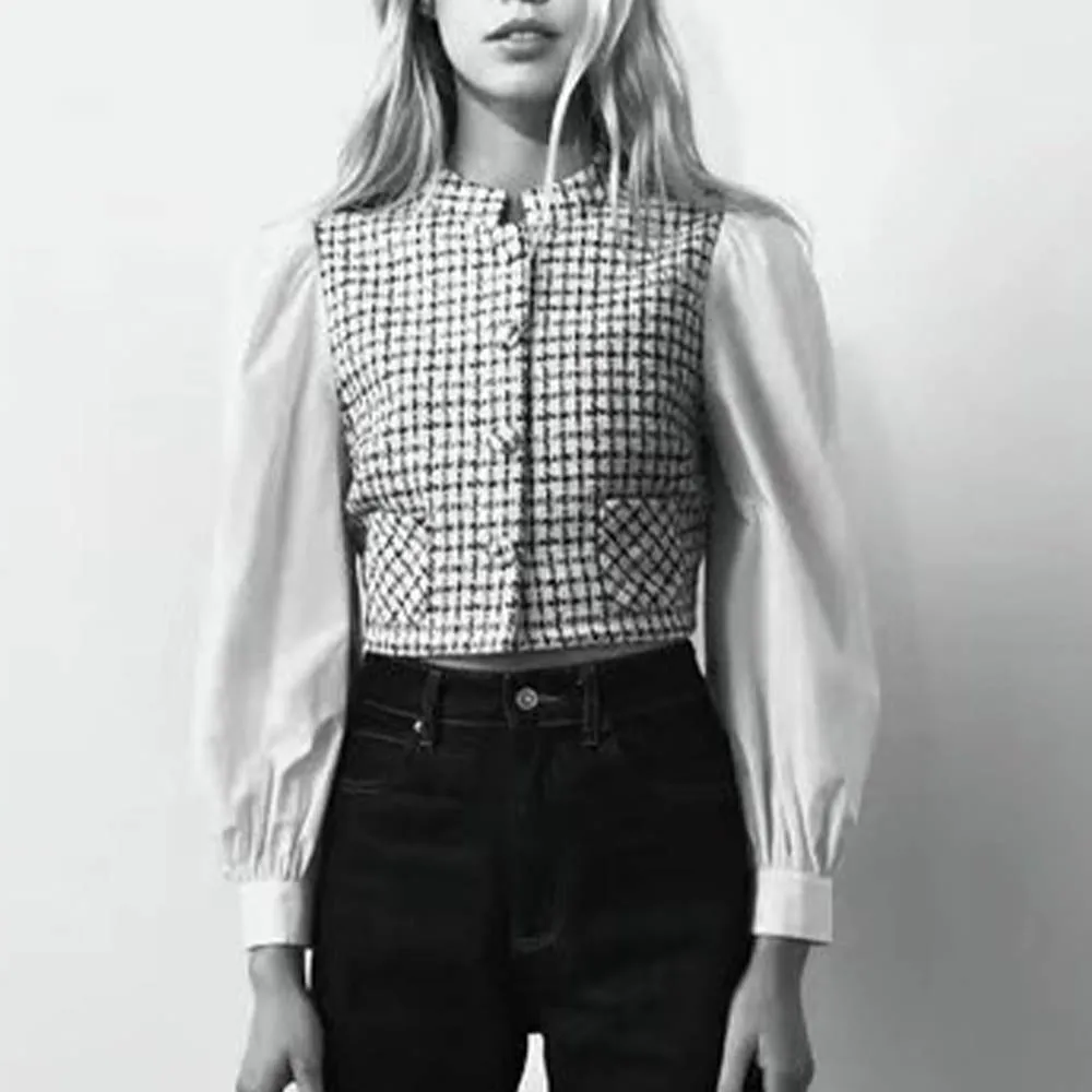 

Женские осенние новые строченные текстурные Женские повседневные универсальные шикарные топы с длинным рукавом в стиле ретро 2021