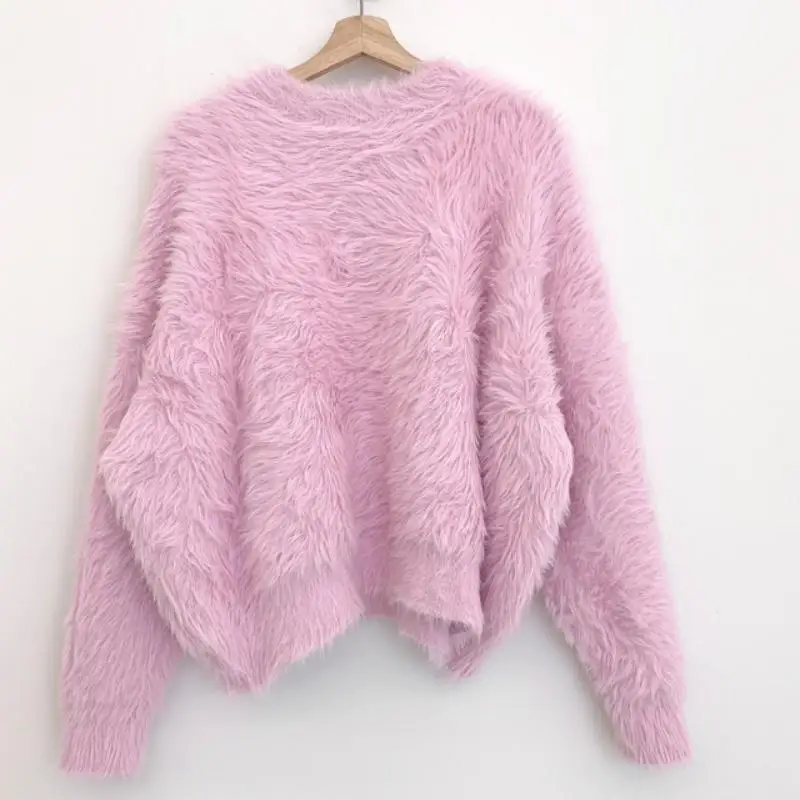 

New Arrival Winter Faux Fur Pullover Women Korean Style Furrry Sweater Pull Femme Woman Casual Loose Long Sleeve Sewaters Mujer