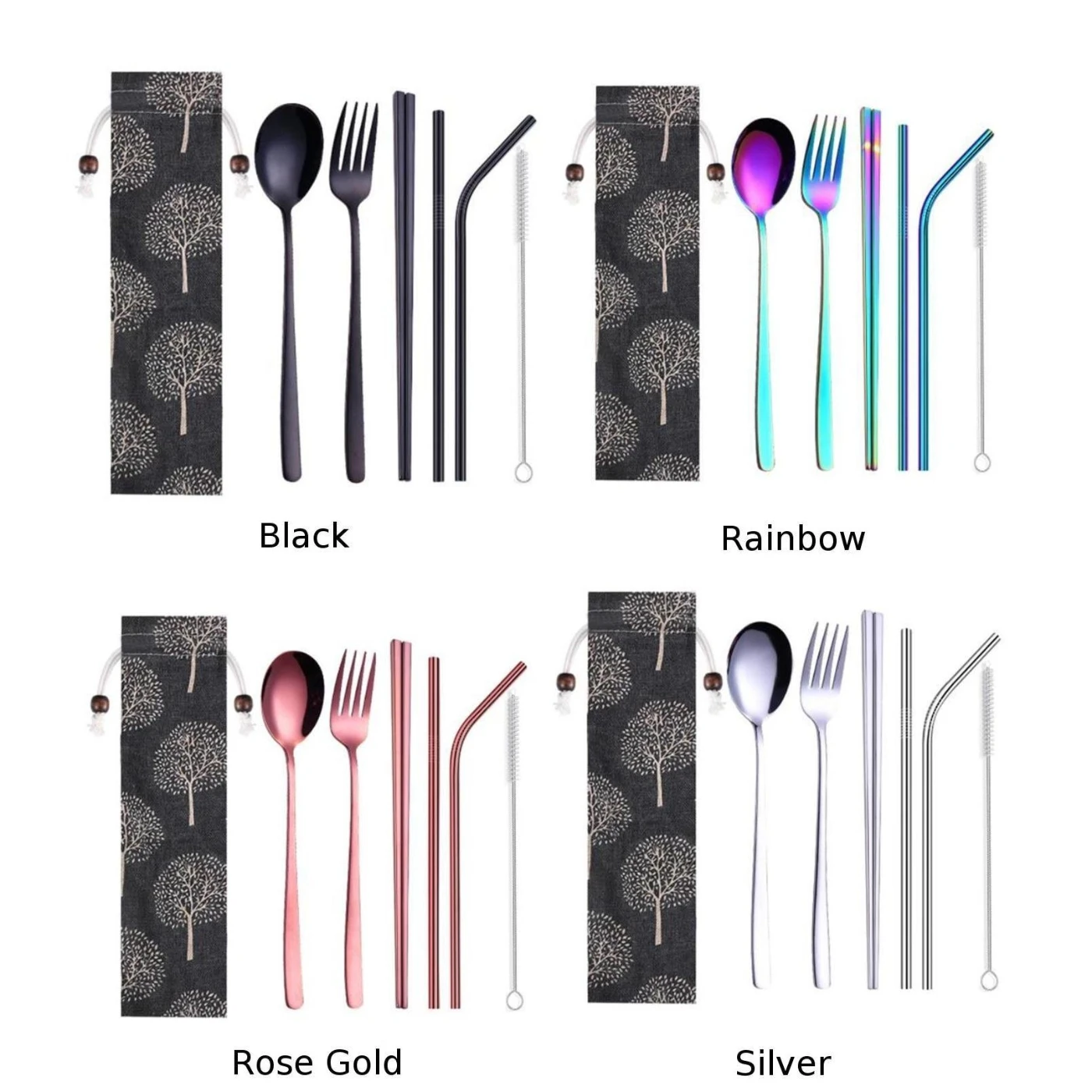Fork Cutlery Set Straws Storage Bag Supplies Picnic Kitchen Utensils Tool | Дом и сад