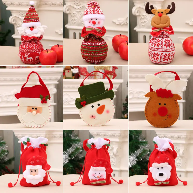 

Рождественские вязаные куклы, рождественские конфеты, Подарочный пакет, снеговик, Санта, лось, медведь, конфета, конфеты, сумка, Рождественс...