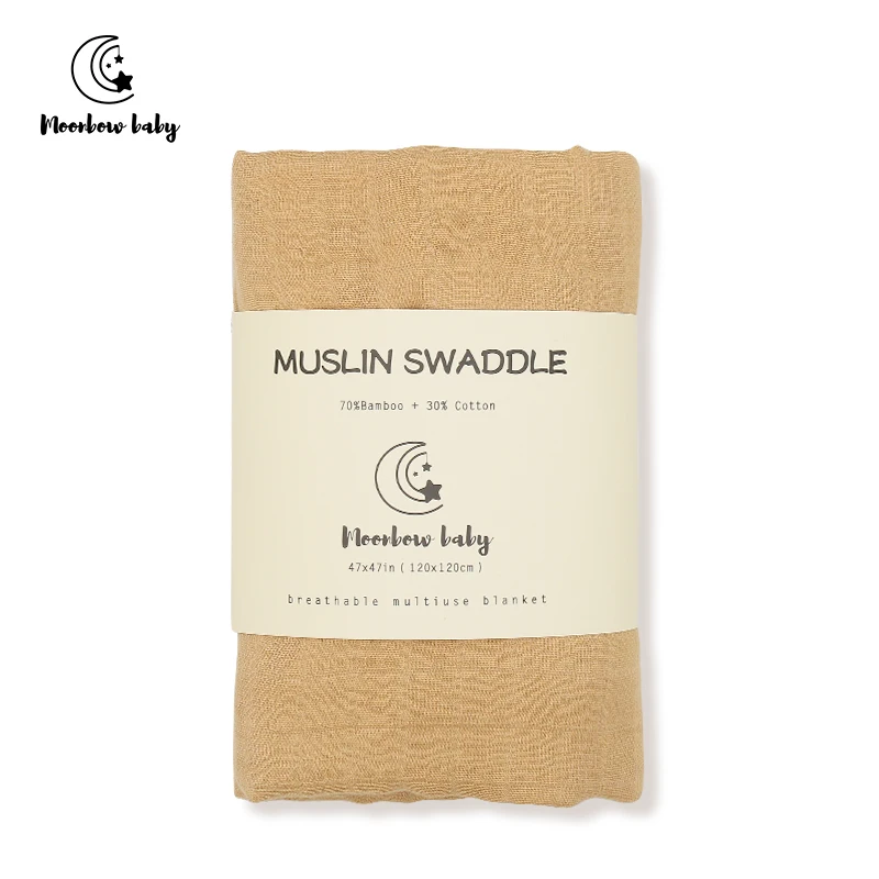 

Moonbow Baby Solid Super Soft Bamboo Cotton Muslin Swaddle Receiving Blanket Large Size 120*120cm