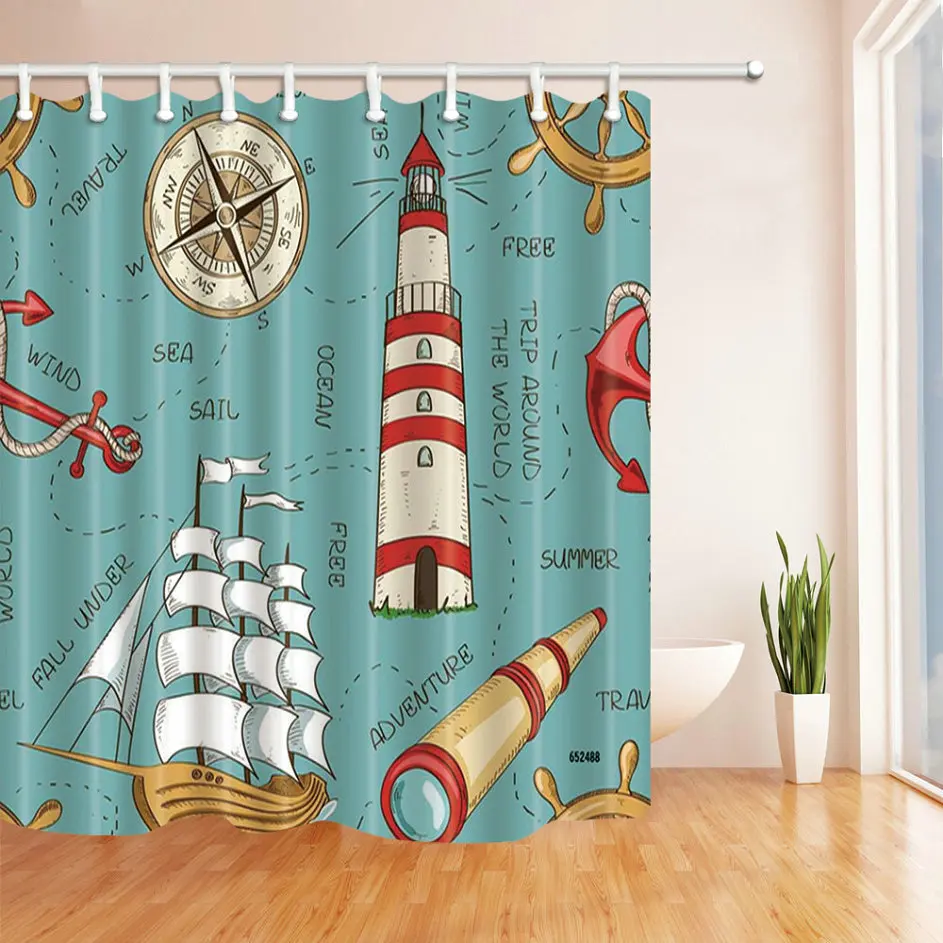 Детская навигация океан занавеска для душа ванная Декор Водонепроницаемый