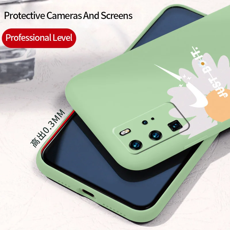 

Thin Chrysanthemum Pattern For Huawei P40 p40lite P40pro P30 P20 Mate 40 40Pro30 20 10 9 Liquid Silicone Phone Case