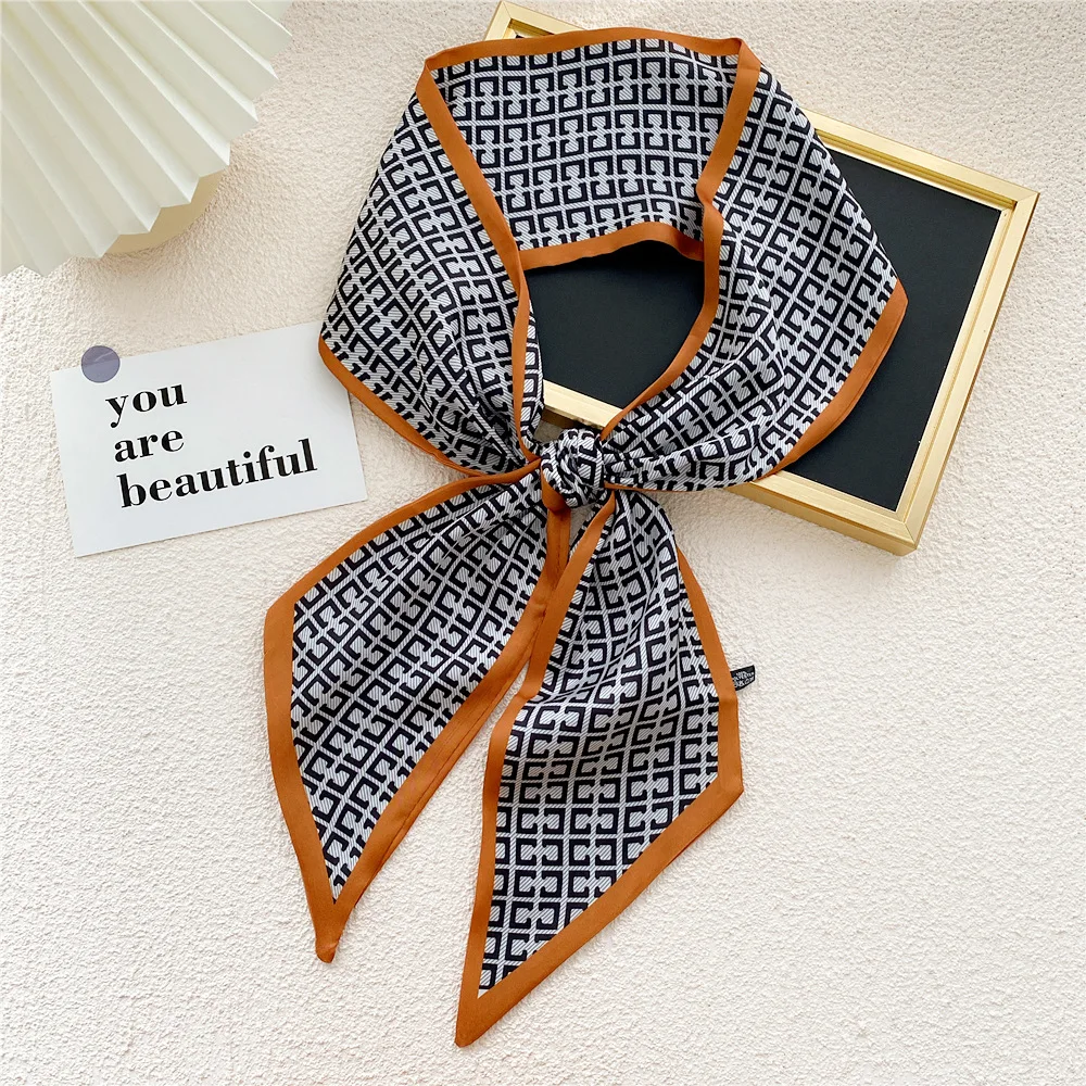 

Silk Scarf Women Designer Horse Pattern Arrival Print Lady Feeling Riband Scarves Bag Small Ribbon Hair Band Bandeaus Striped