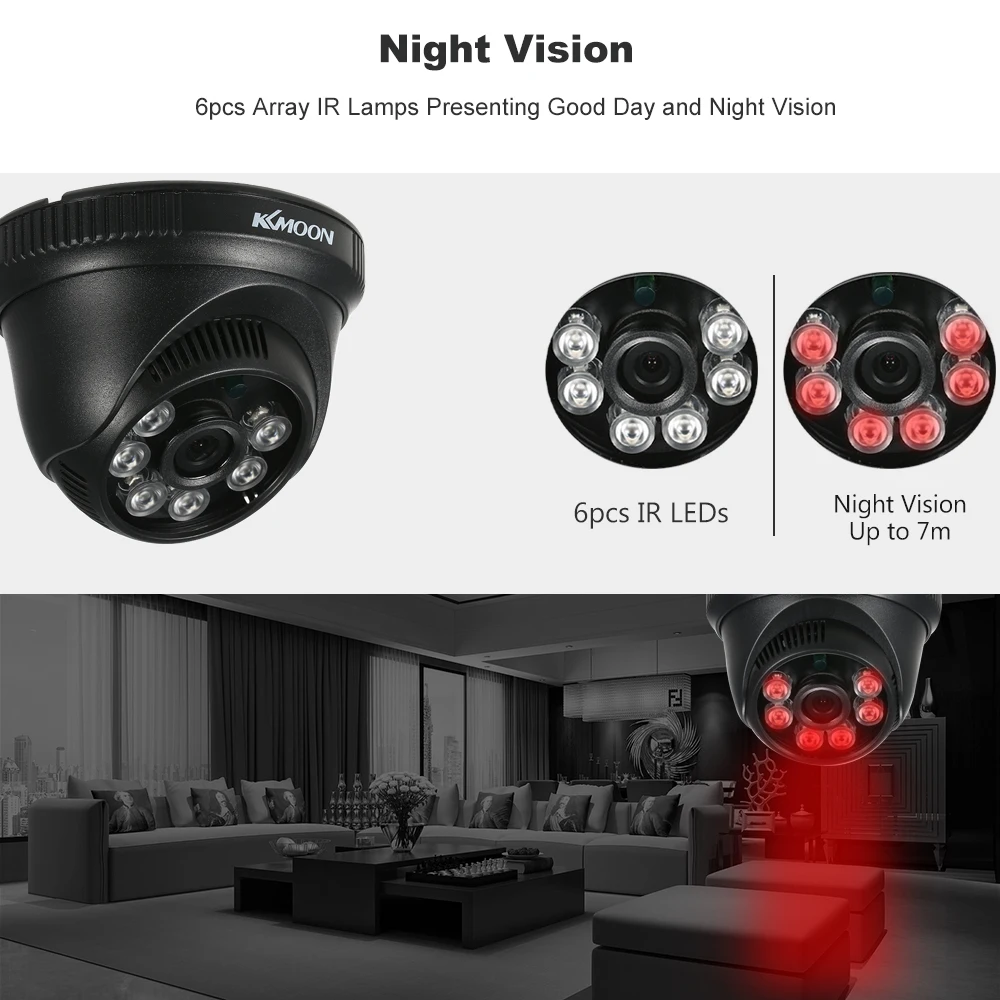 KKmoon 1080P AHD Купол CCTV Камера 2.0MP 6 шт Массив ИК-светодиодов Ночное видение IR-CUT