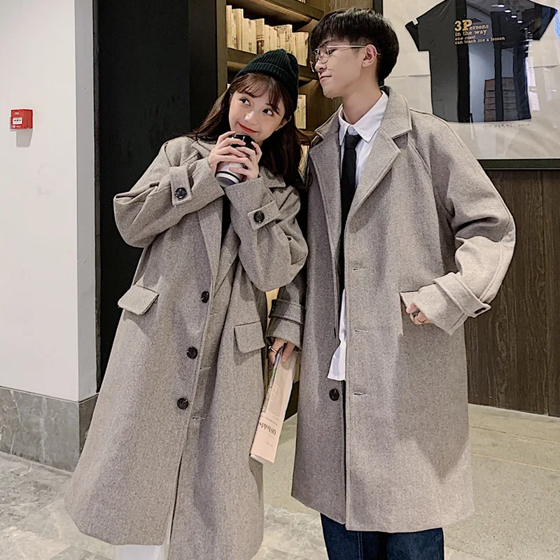 Couple's Clothing Niche Design Autumn Clothing Wool Mid-Length Coat Spring Men's Woolen Trench Coat Coat mens clothing