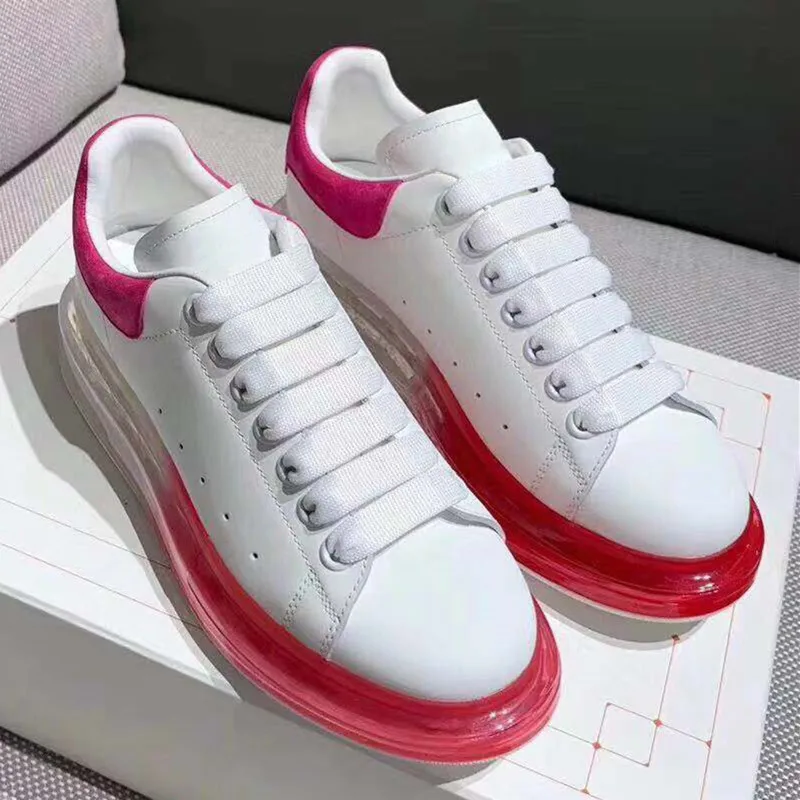 

Mixed Color Woman Shoes Transparent Sole Sneakers Woman Thick Bottom Lace Up Shoes Round Toe Casual Fashion Couple Shoes 2021