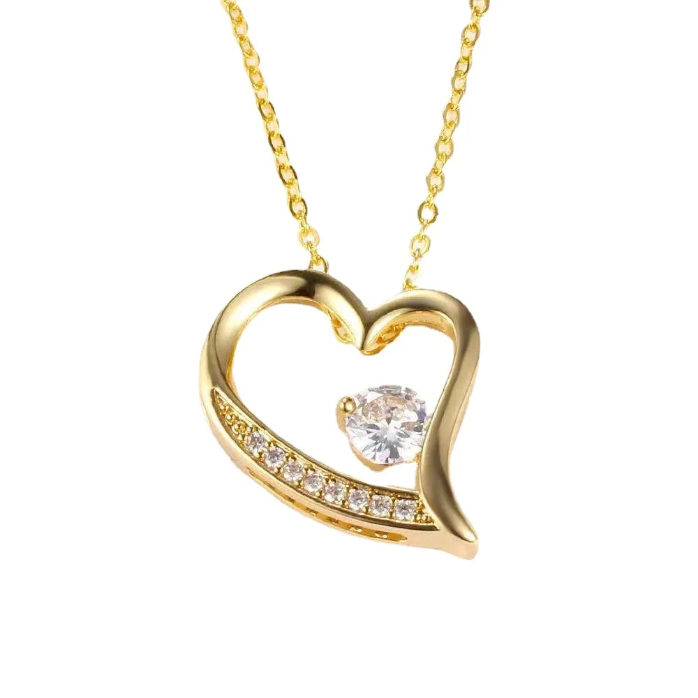 

Hot Gold Silver Color Geometric Heart Necklace Simple Love Hollow Chain Female Clavicle Chain Wedding Jewelry Gifts Choker