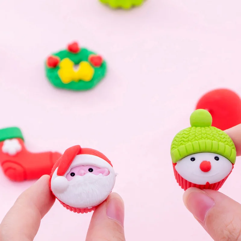 9 шт. Рождество Форма ластик для карандашей Kawaii креативный подарок детей смешные