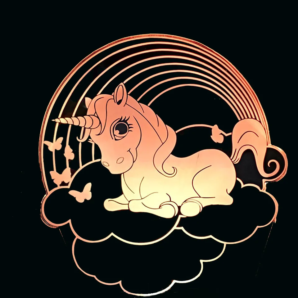 

Unicorn Rainbow LED RGB Night Light 7 Color Change Desk Light Action Figure PVC Kids Toys Brinquedos Christmas Gift