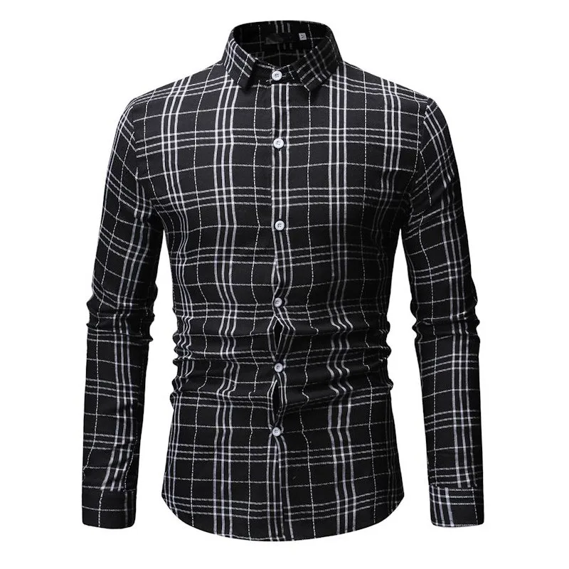 

Men Shirts Autumn Men Shirts Casual Slim Fit Streetwear Musical Note Printed Blouse Black Lapel Button Sleeve Dress Shirt Long