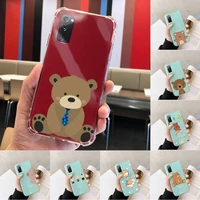 cartoon bear phone case transparent for samsung s 10 9 20 11 7 8 21 6 p edge plus ultra 4g 5g
