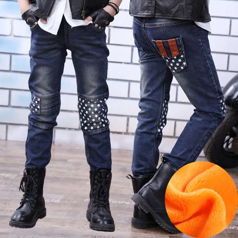 От 4 до 14 лет модные джинсы для мальчиков Осенние ковбойские штаны детская одежда