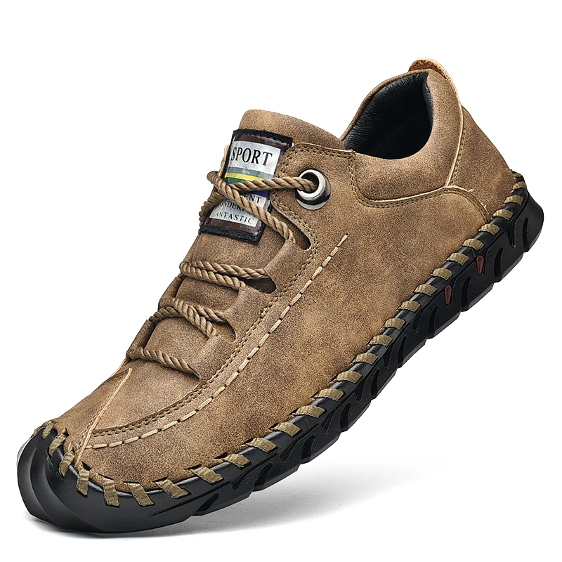 

Men's Sneakers Genuine Leather Handmade Classic Shoes Moccasins Lace-up Luxury Designer Social Fashion Male Walking Shoe