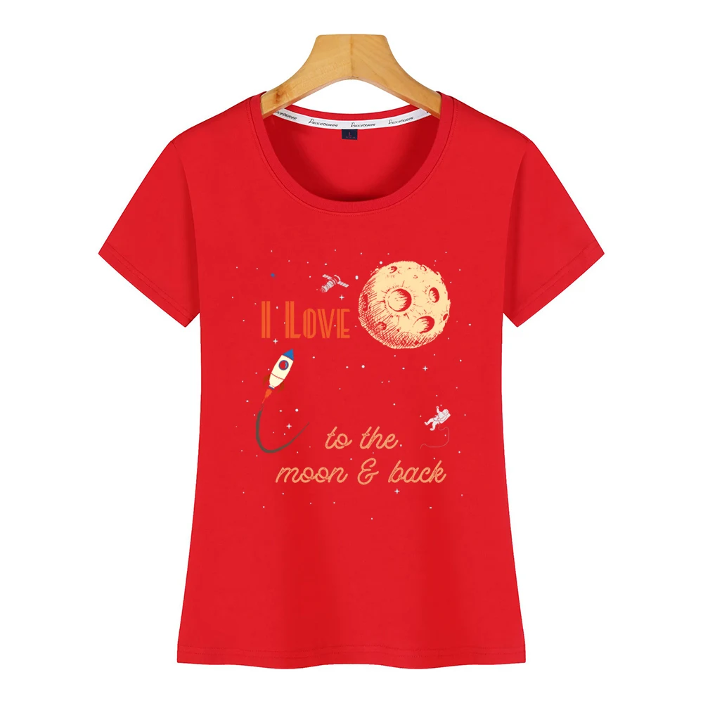 Женская футболка с надписью i love name it to the moon and back Basic Черная на заказ | одежда