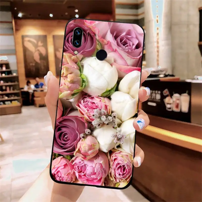 

Flower Pink Purple Peony Rose Phone Case For Xiaomi Redmi note 7 8 9 t max3 s 10 pro lite funda cover coque shell