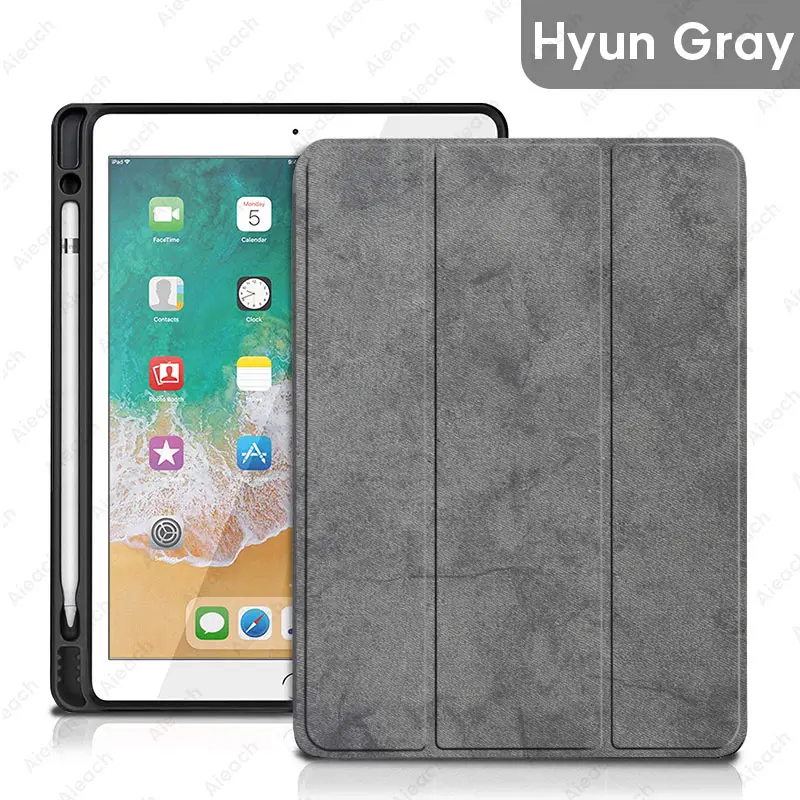 Чехол для iPad Pro 10,5 со встроенным карандашом, умный кожаный мягкий силиконовый тканевый чехол для Apple iPad 10,2 Air 3 - Цвет: Gray 2