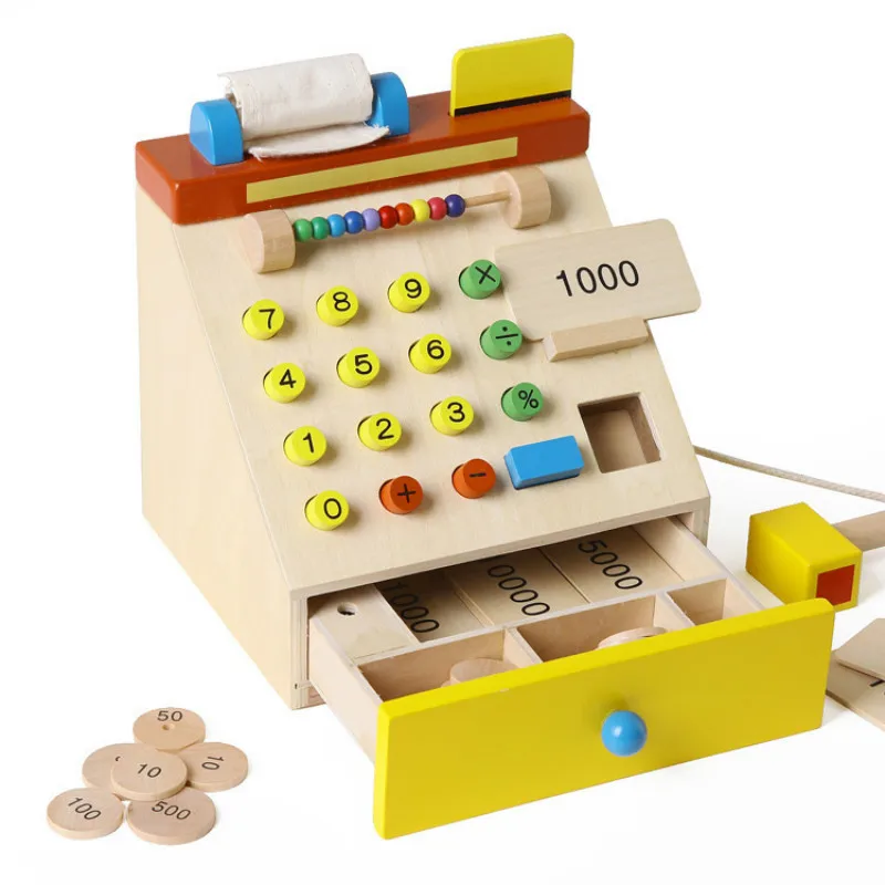 Детский деревянный кассовый аппарат игровой домик детский супермаркет