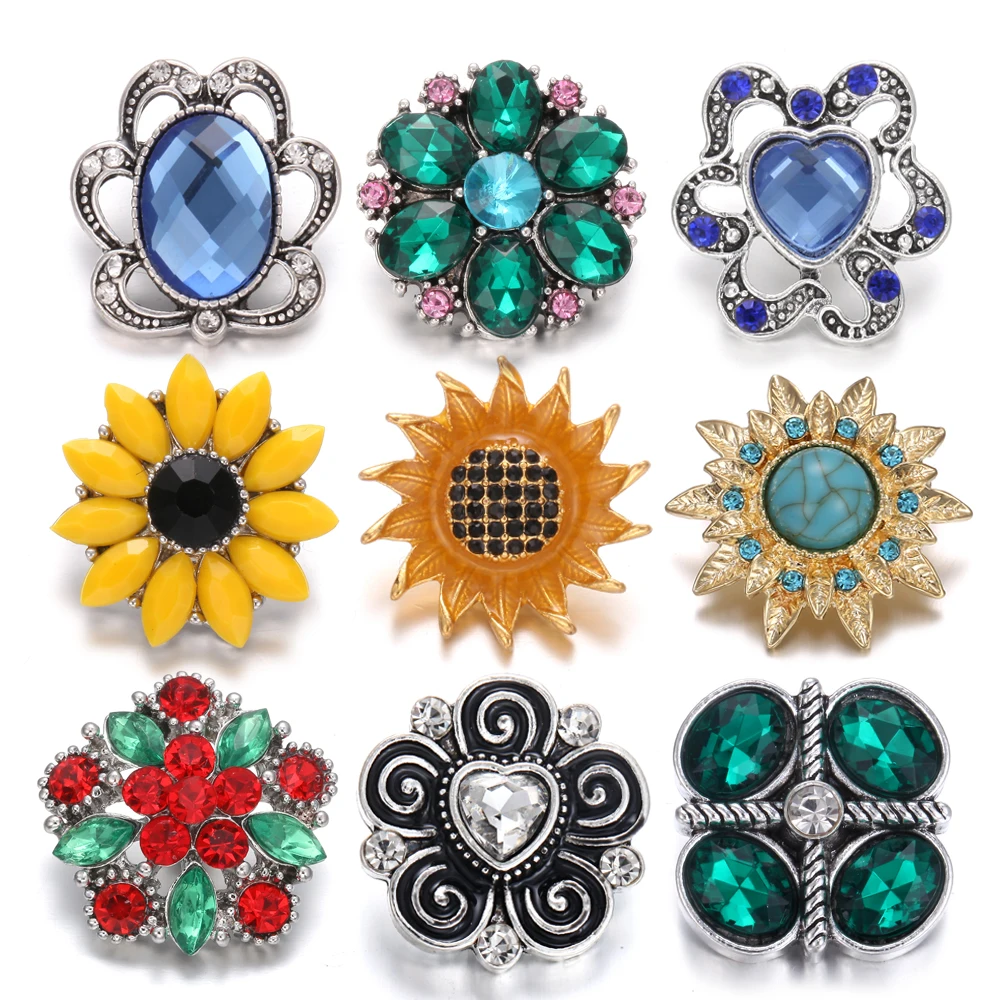 6 шт./лот новые ювелирные изделия с кристаллами 18 мм стразы цветы кнопки сплав