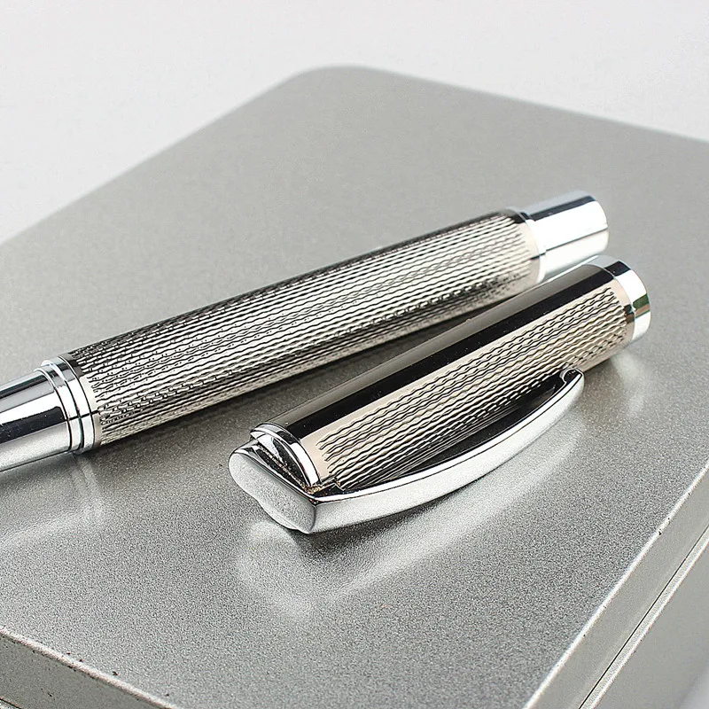 Ручка роллер Luxury High Quality 865 серого цвета с наконечником 0,5 мм и 5 синими запасными стержнями - новые канцелярские принадлежности для офиса и школы.