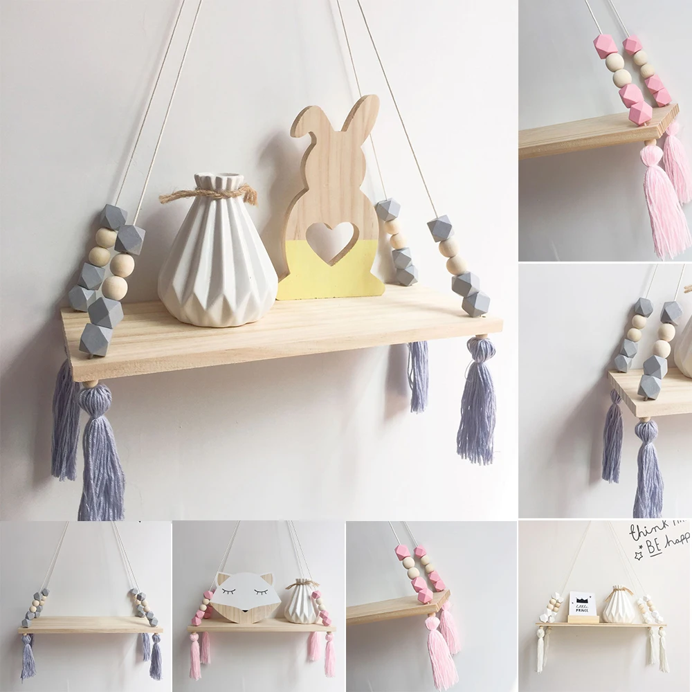 

Nordic Style Macaron Octagonal Bead Tassel Shelves Space Saving Home Organizer Shelf Decor Home Organization and Storage Decor