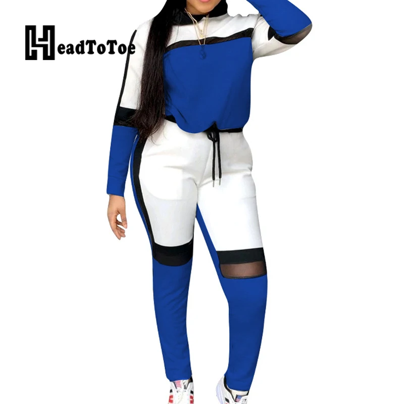 

Sweat Suits Women Tracksuit Set Colorblock Long Sleeve Round Neck Tops & Skinny Pants Set Casual 2 Piece Outfits for Women
