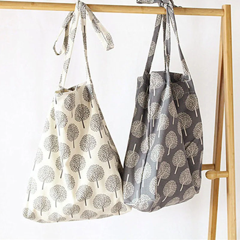 

Black White Tree Thin Strap Shoulder Canvas Storage Bag High Capacity Shopping Bag Organizer Multifunctional Portable Handbag