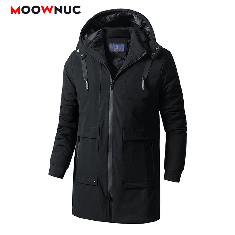 

Winter Thick Men's Fashion Parkas Coats 2022 Male Jacket Warm Windbreaker Windproof Outwear Solid Overcoat Trench Long MOOWNUC