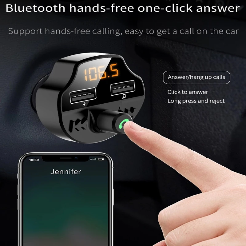 Автомобильный FM MP3-плеер Bluetooth 5 0 автомобильное зарядное устройство с двумя