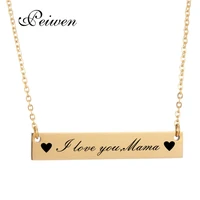 new stainless steel letter custom necklace i love you mama id bar charm chain necklaces for women men jewelry mothers day gift