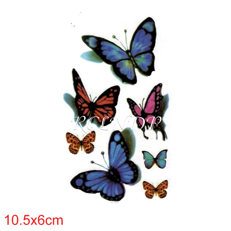 Водостойкие временные тату-наклейки 3D Цветные тату-бабочки насекомые животные