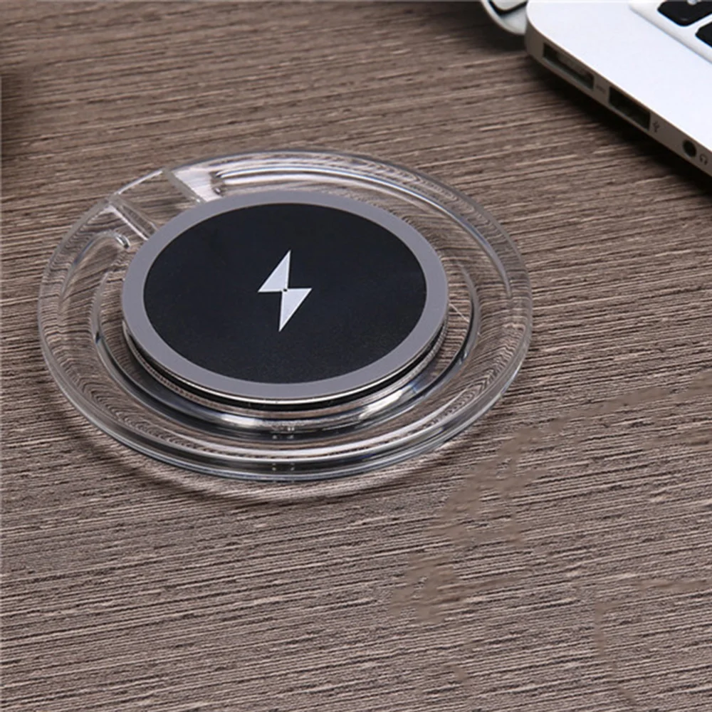 1 шт. круглое кристально чистое ультра тонкое Беспроводное зарядное устройство Qi