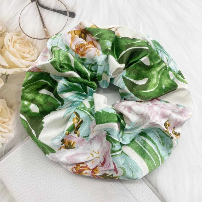 

Oversized Stain Hair Scrunchies Women Scrunchie Elastic Hair Band Girl Headwear Donut Grip Loop Ponytail Holder Chiffon Hairband