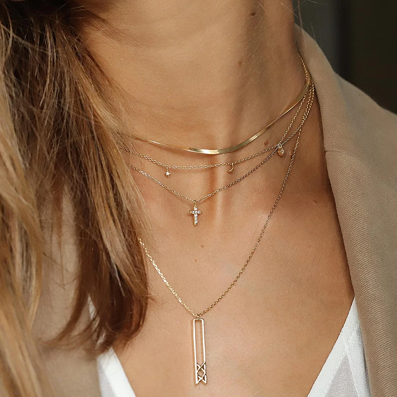

925 Sterling Silver Cross Pendant Necklace for Women Chain Choker Necklace Minimalist Clavicle Chain Fashion Gift Jewelry