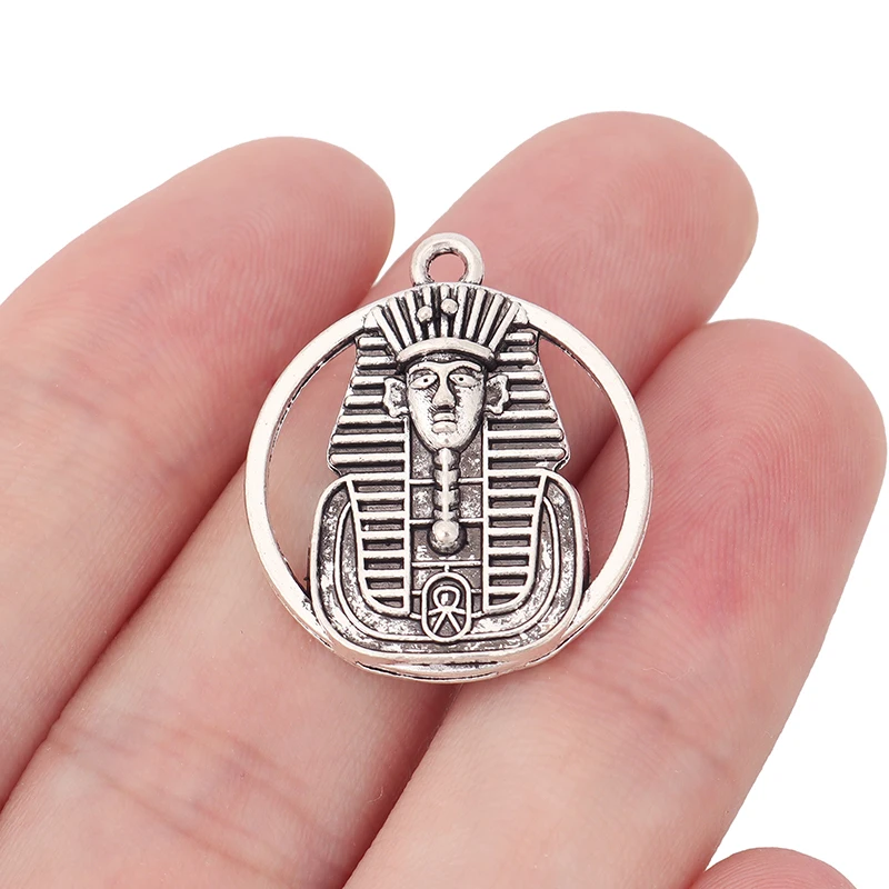 30 x Tibetan Silver Egypt Egyptian Pharaoh King Charms Pendants 2 Sided for Necklace Jewelry Making Accessories 26x23mm