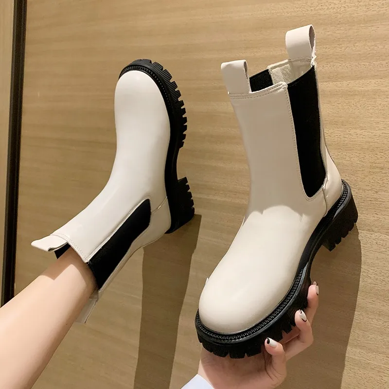 

Platform Chunky Heels Ankle Boots Genuine Leather Vintage Winter Newest Round Toe Shoes Woman Ytmtloy Botines De Mujer Sexy